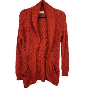 Staring at Stars Open Front Knit Cardigan Medium Rust Orange